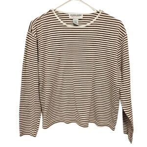 Carol Horn Signature Vintage Brown & White Striped Cotton & Rayon Womens Size L